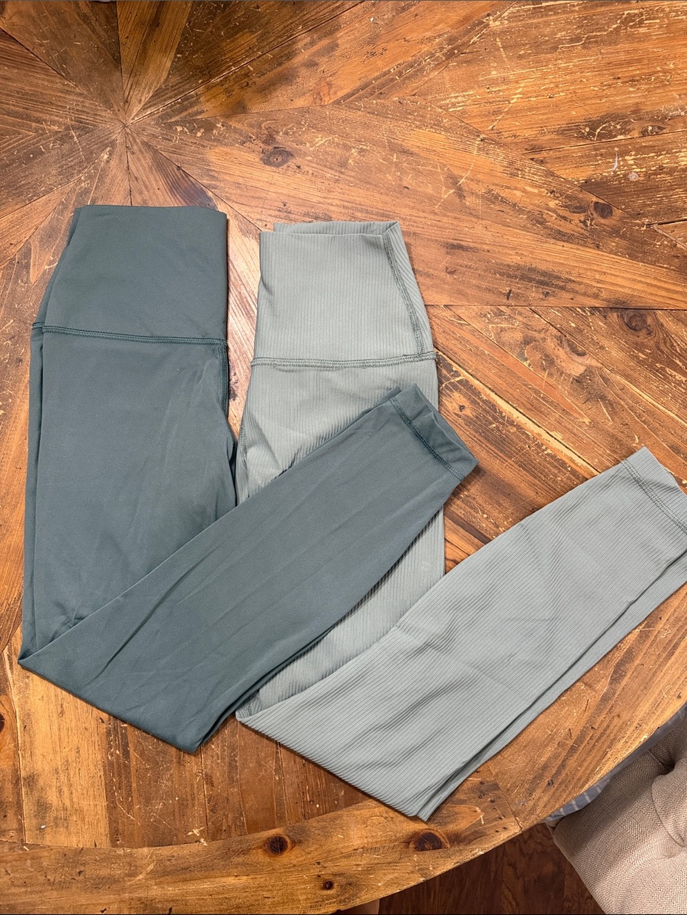 90-degrees & Yogalicicous High-Waist Stretch Leggings - Sage light & dark 2for1